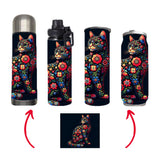 Cats - Flower Cat Design on Tumbler, Can, Flask, or Water bottle