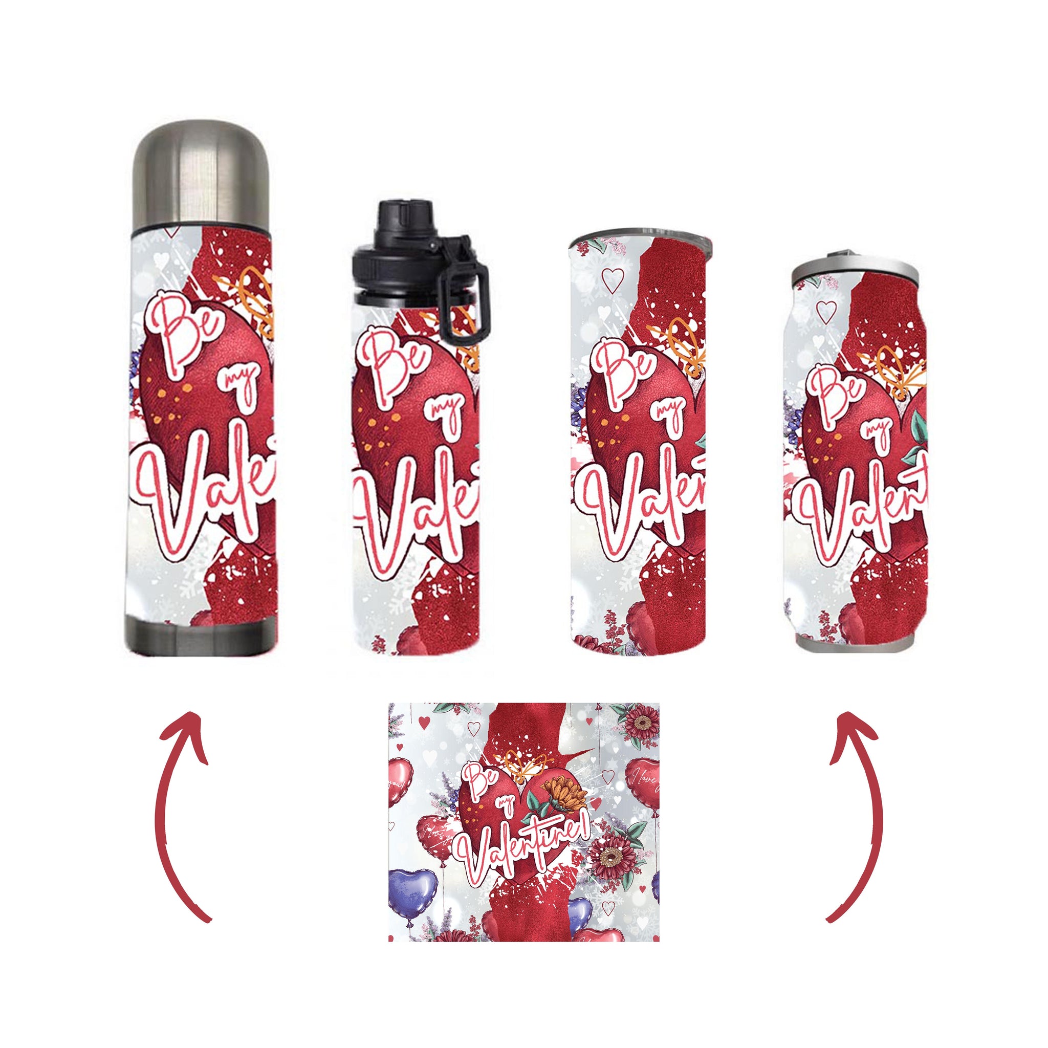 Valentine - Be my Valentine Design on Tumbler, Can, Flask, or Water bottle