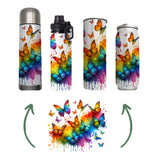 Butterflies - Rainbow Design on Tumbler, Can, Flask, or Water bottle