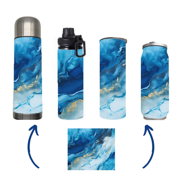 Marble - Blue Marble Design on Tumbler, Can, Flask, or Water bottle