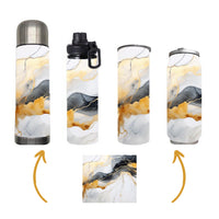 Marble - Gold & Black Marble Design on Tumbler, Can, Flask, or Water bottle