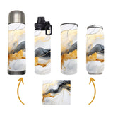 Marble - Gold & Black Marble Design on Tumbler, Can, Flask, or Water bottle