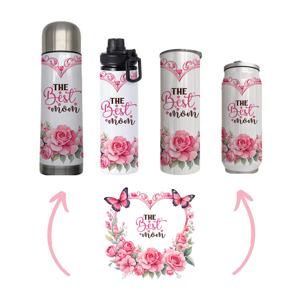 Mom - The Best Mom Design on Tumbler, Can, Flask, or Water bottle