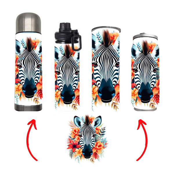 Wildlife - Zebra Design on Tumbler, Can, Flask, or Water bottle