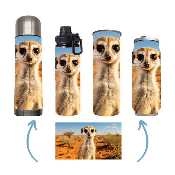 Wildlife - Suricate Design on Tumbler, Can, Flask, or Water bottle