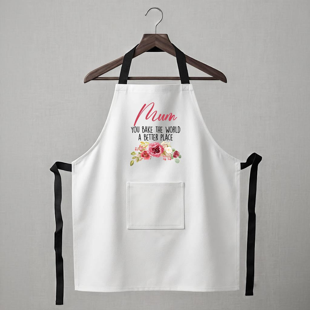 Personalised Apron - Mum you baked the world a better place (White)