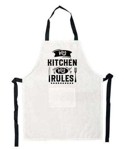Personalised Apron - My Kitchen my Rules - White