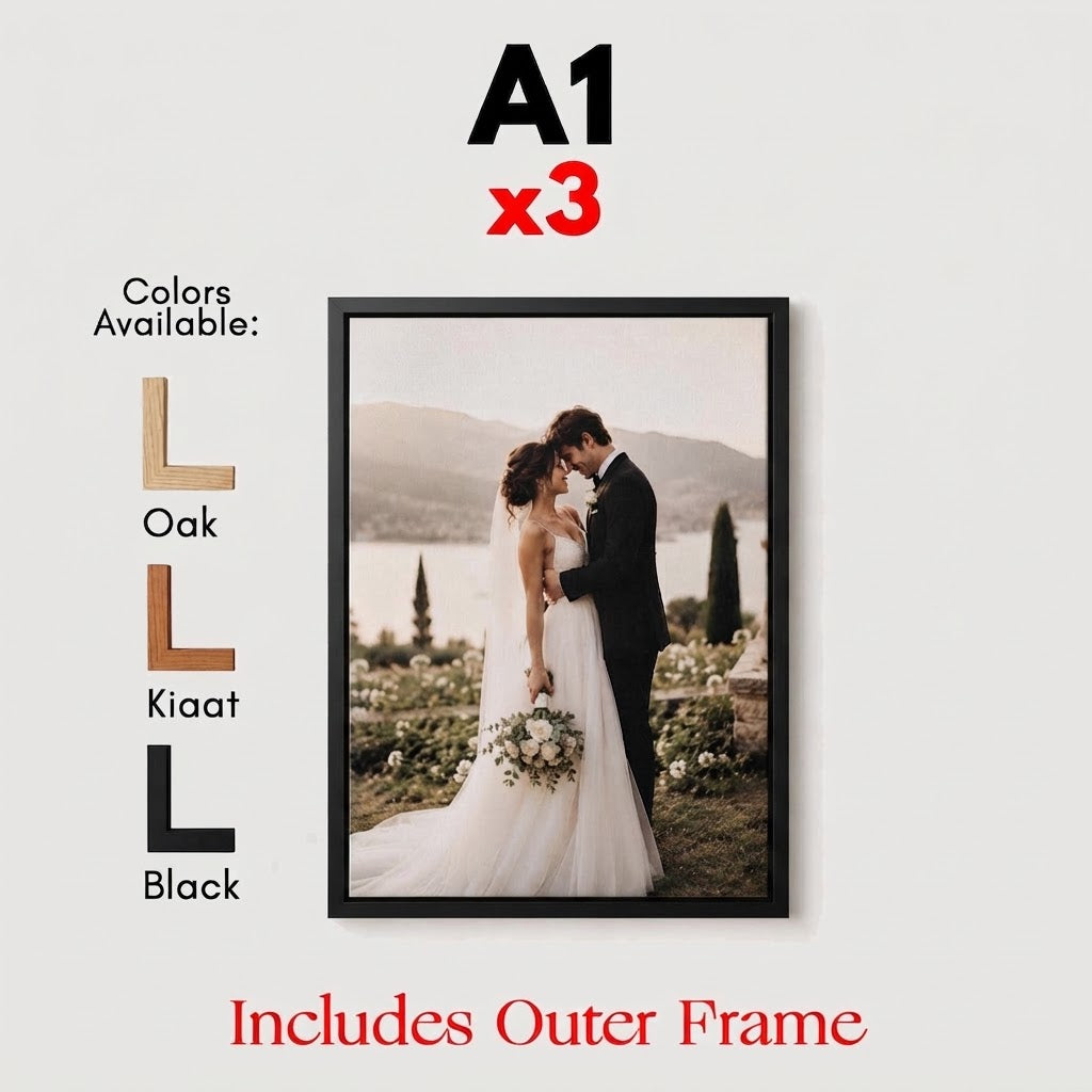 Set of 3 LARGE A1 Canvases with Premium Floating Outer Frames
