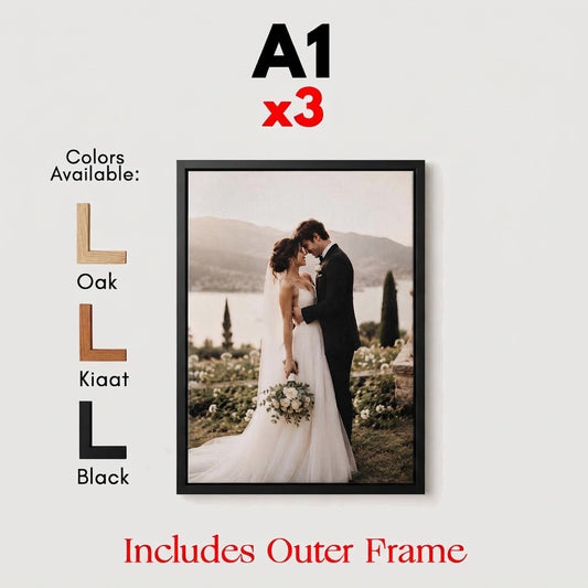 Set of 3 LARGE A1 Canvases with Premium Floating Outer Frames