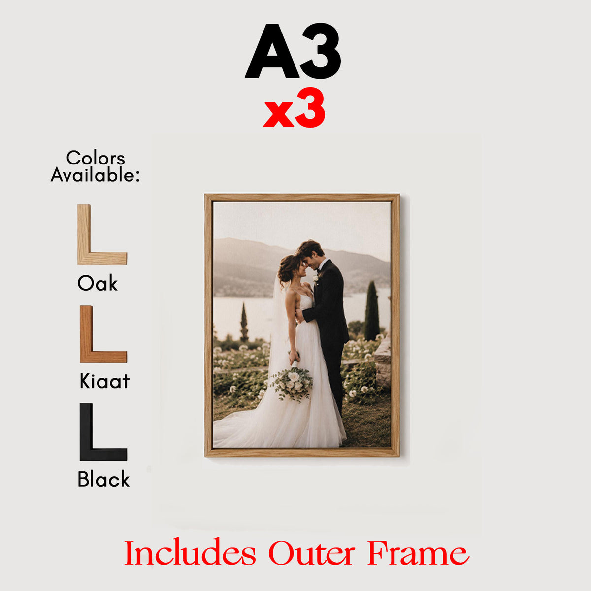 Set of 3 x A3 Canvases with Premium Floating Outer Frames