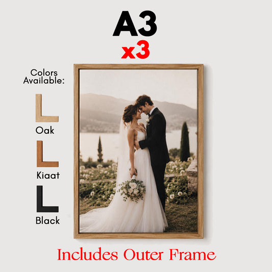 Set of 3 x A3 Canvases with Premium Floating Outer Frames