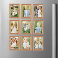 Rectangle Virtual Framed Photo Magnets Set of 9 (Medium Wood Look-alike)