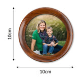 Round Virtual Framed Photo Magnets Set of 9 (Dark Wood Look-alike)