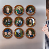 Round Virtual Framed Photo Magnets Set of 9 (Dark Wood Look-alike)