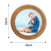 Round Virtual Framed Photo Magnets Set of 9 (Medium Wood Look-alike)