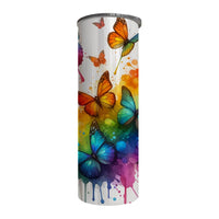 Butterflies - Rainbow Design on Tumbler, Can, Flask, or Water bottle