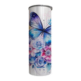 Butterflies - Blue Design on Tumbler, Can, Flask, or Water bottle