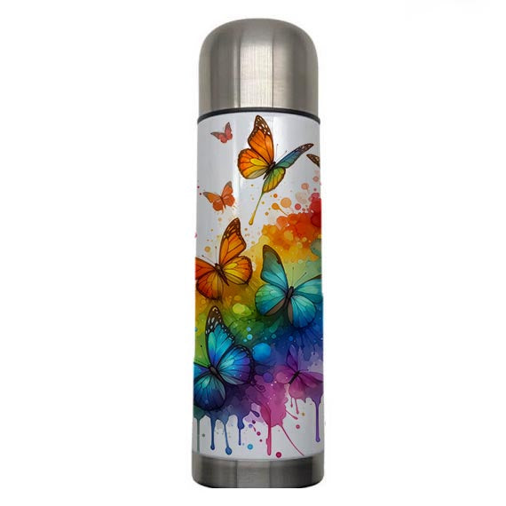 Butterflies - Rainbow Design on Tumbler, Can, Flask, or Water bottle