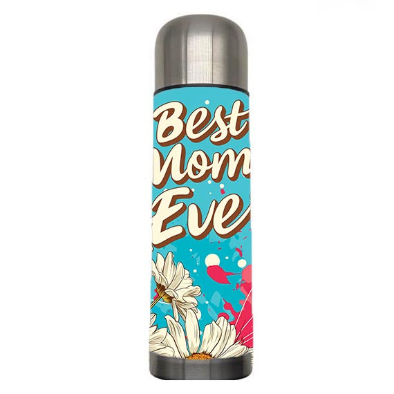 Mom - Best Mom Ever Daisy Design on Tumbler, Can, Flask, or Water bottle