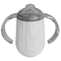 Personalised  Double wall Stainless Steel baby sippy cup (egg shape white)