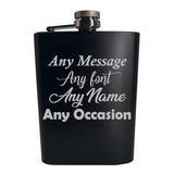 Personalised Stainless Steel 200ml Engraving Hip Flask (Black)