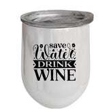 Personalised Double wall Stainless Steel Wine Tumbler 12oz (White)