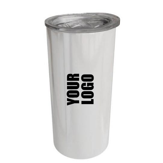 Personalised Double wall 15oz Stainless Steel Skinny Tumbler (White)