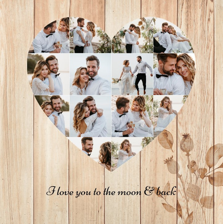 Heart Photo Collage on  ready-to-hang Canvas (14 Photos)