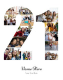 Personalised Number Photo Collageon Canvas - 21st BIRTHDAY