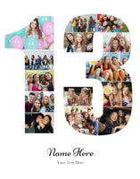 Personalised Number Photo Collage on Canvas - 13th BIRTHDAY