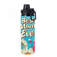 Mom - Best Mom Ever Daisy Design on Tumbler, Can, Flask, or Water bottle