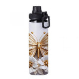 Butterflies - Gold Design on Tumbler, Can, Flask, or Water bottle