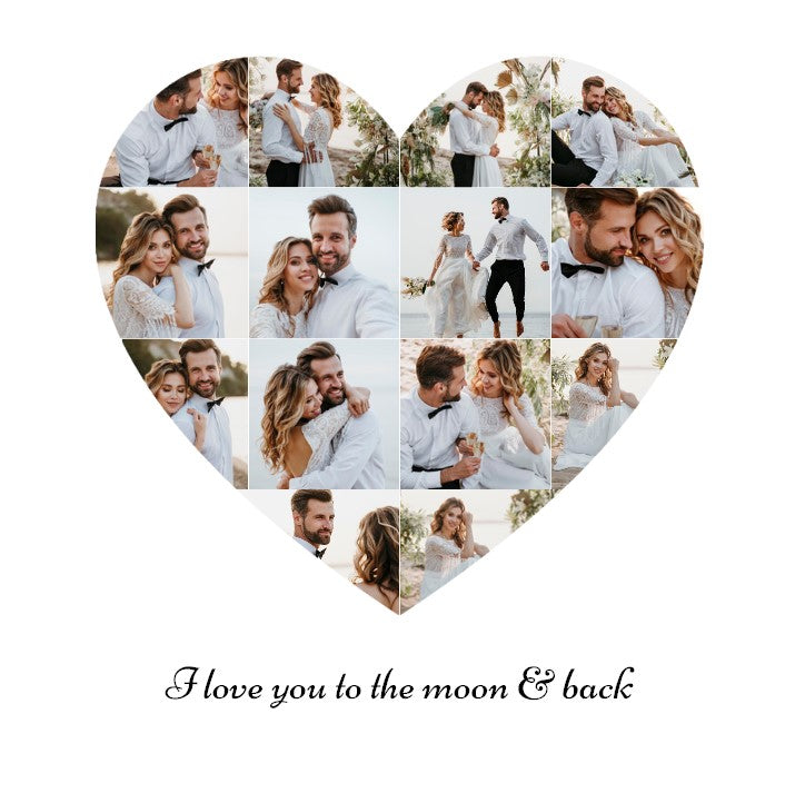 Heart Photo Collage on  ready-to-hang Canvas (14 Photos)