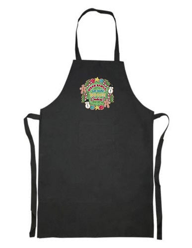 Personalised Apron - Dear Santa we bake the best cookies - Black