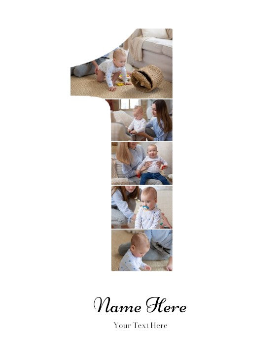 Personalised Number Photo Collage on Canvas  - 1st BIRTHDAY