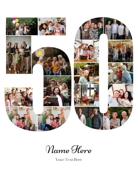 Personalised Number Photo Collage on Canvas - 50th BIRTHDAY