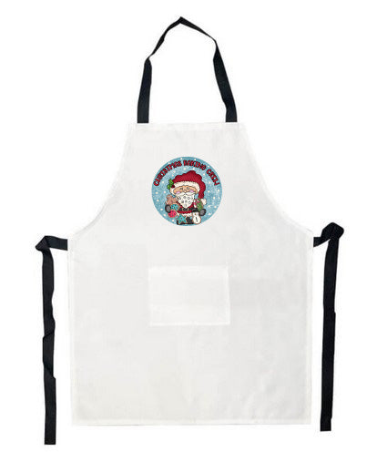 Personalised Apron - Christmas Baking Crew Santa - White