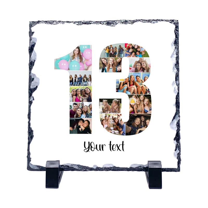 Personalised Number Photo Collage on Acrylic, Slate, Mug or Magnet (14 Photos) 13th BIRTHDAY (Copy)