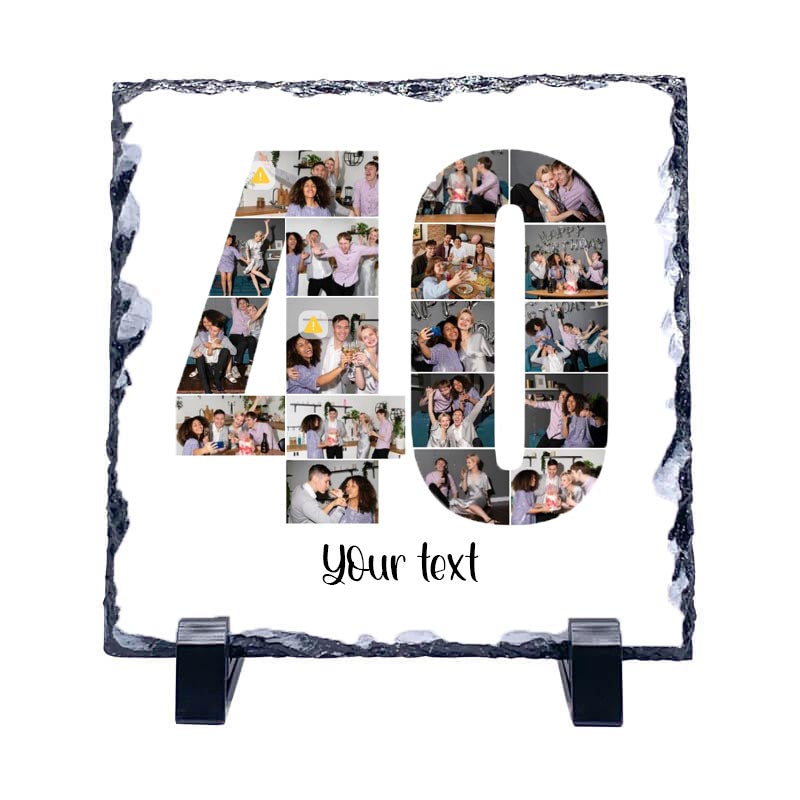 Personalised Number Photo Collage on Acrylic, Slate, Mug or Magnet (18 Photos) 40th BIRTHDAY
