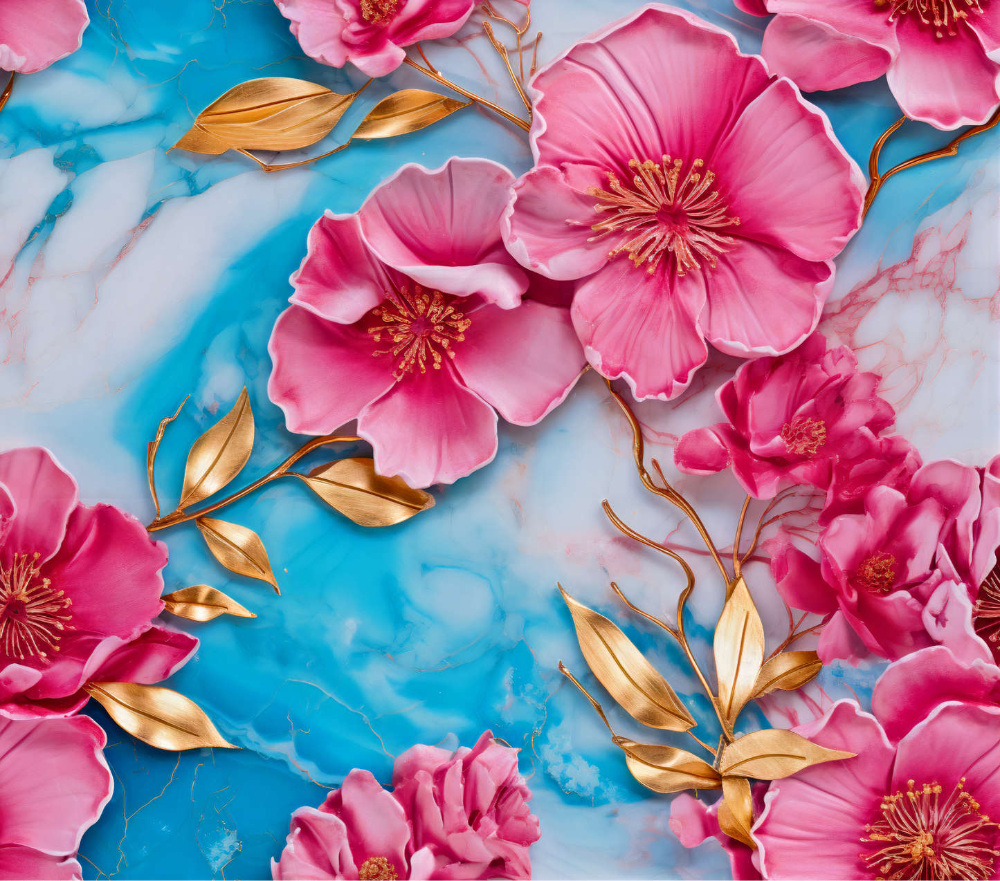 Flowers - 3D Pink Flower Design on Tumbler, Can, Flask, or Water bottle