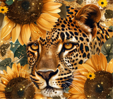 Wildlife - Sunflower Lepard Design on Tumbler, Can, Flask, or Water bottle