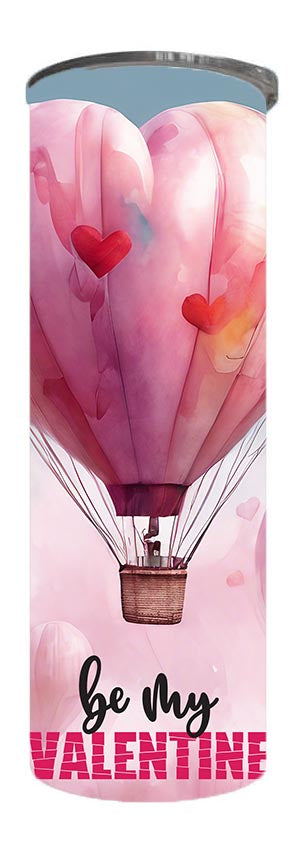 Valentine - Be my Valentine heart balloon Design on Tumbler, Can, Flask, or Water bottle