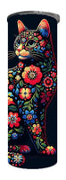 Cats - Flower Cat Design on Tumbler, Can, Flask, or Water bottle