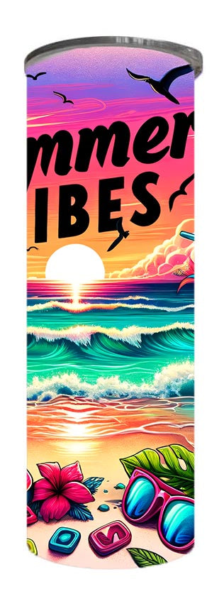 Summer - Colorful Summer Vibes Design on Tumbler, Can, Flask, or Water bottle