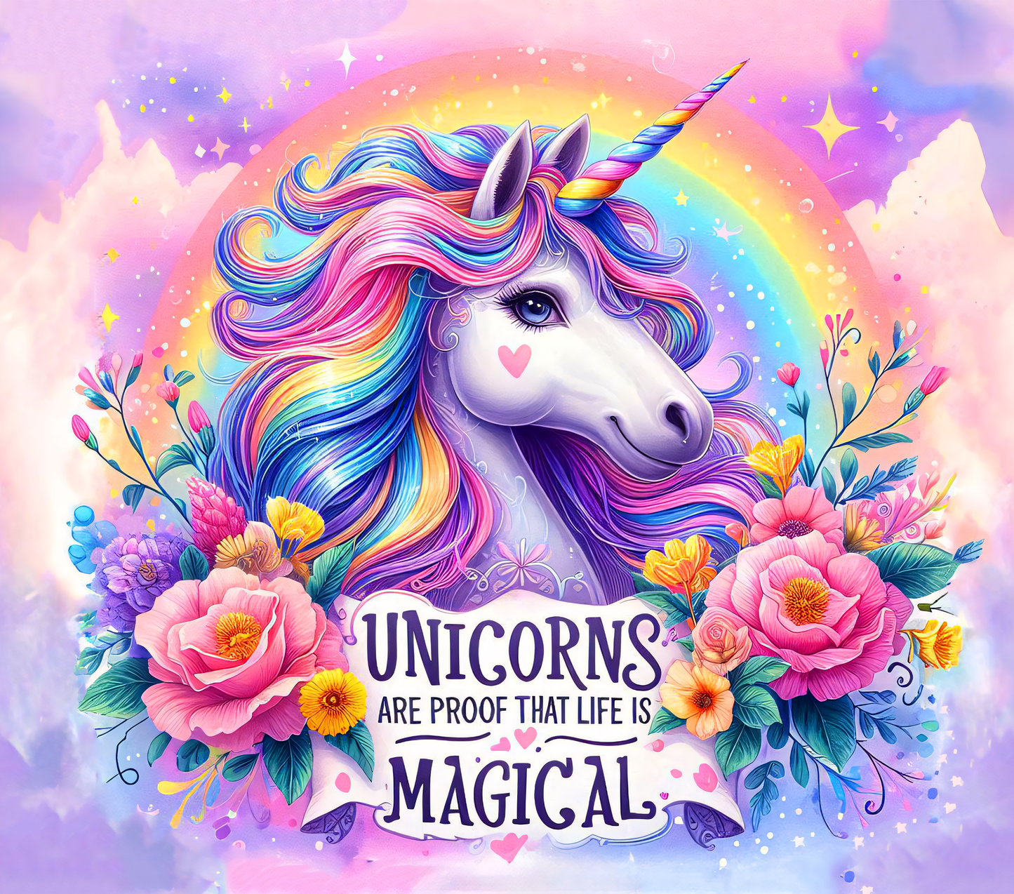 Kids - Unicorn Magic Design on Tumbler, Can, Flask, or Water bottle