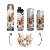 Butterflies - Gold Design on Tumbler, Can, Flask, or Water bottle