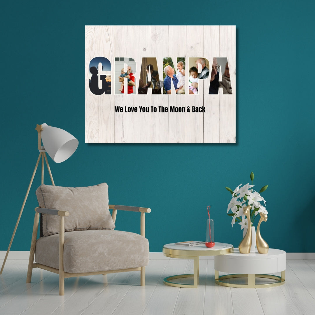 GRANDPA Photo Collage on ready-to-hang Canvas (7 Photos)