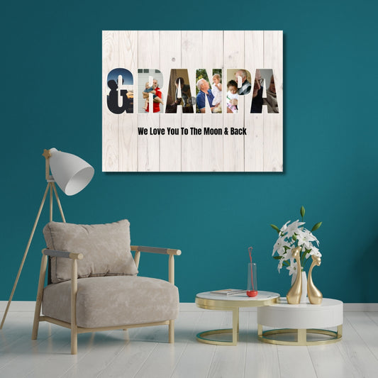 GRANDPA Photo Collage on ready-to-hang Canvas (7 Photos)