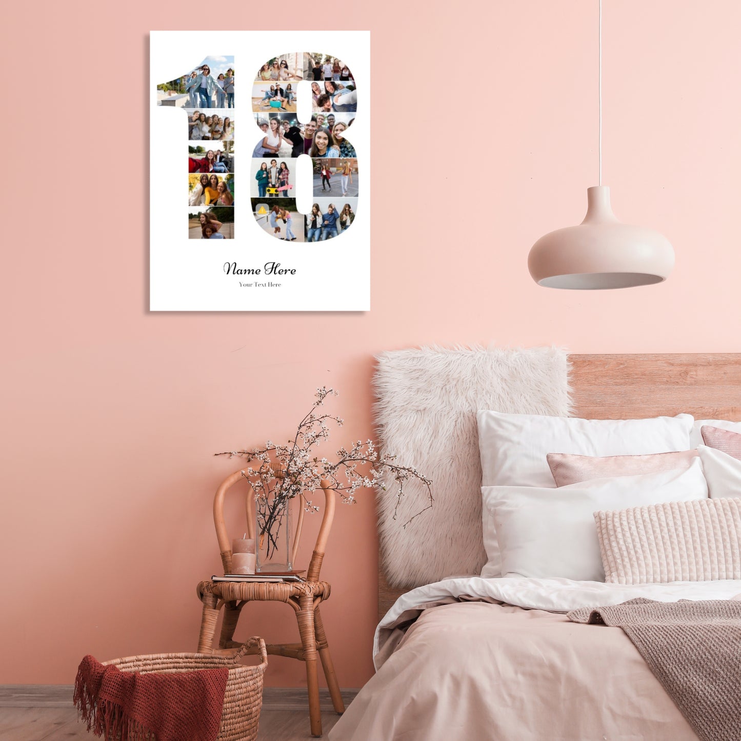 Personalised Number Photo Collage on Canvas - 18th BIRTHDAY