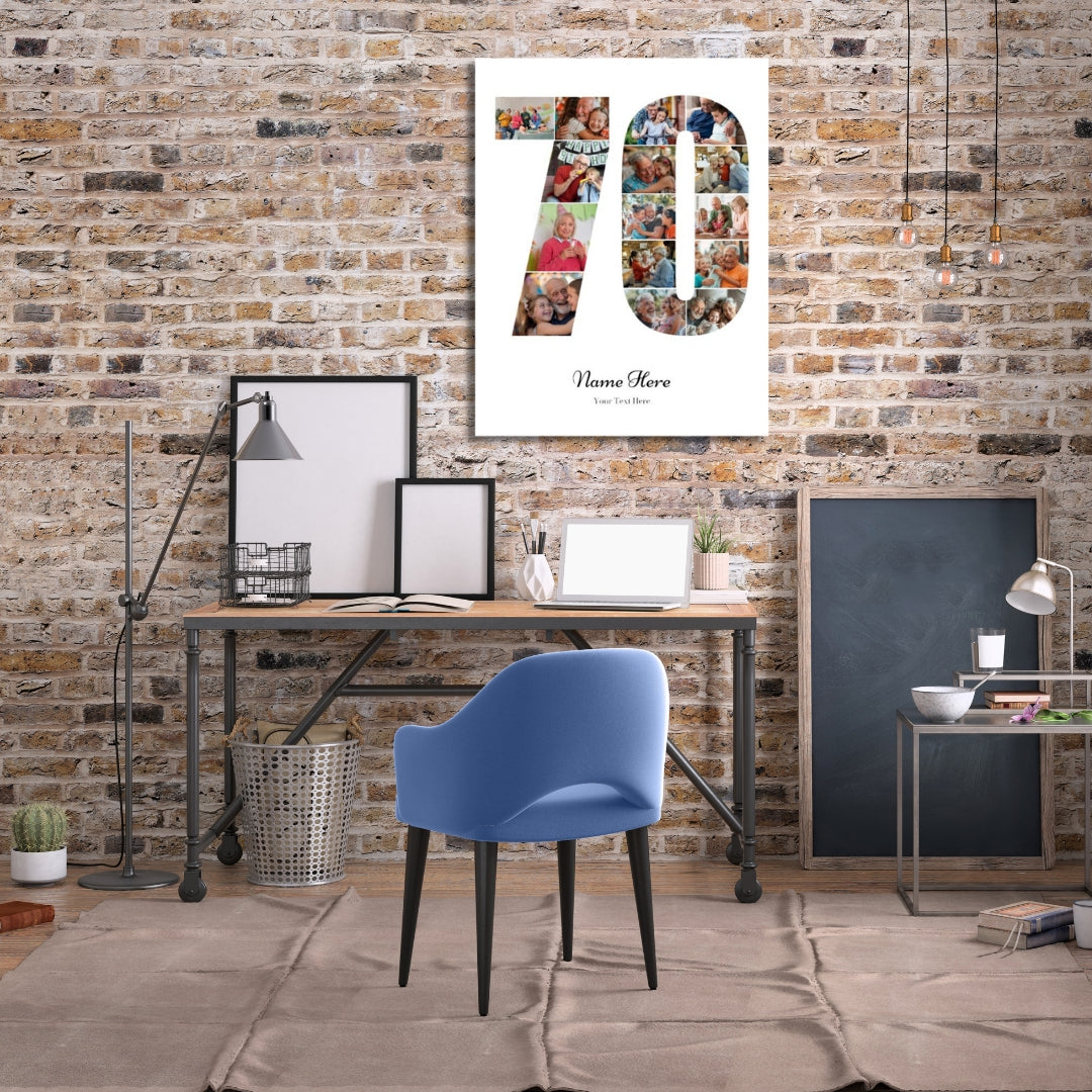 Personalised Number Photo Collage on Canvas - 70th BIRTHDAY